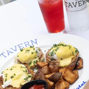 Eggs Benedict | Cranberry Juice | Bottled Water