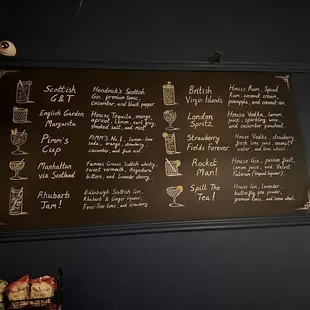 a menu on a blackboard