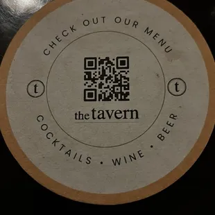 Coaster with the QR code menu