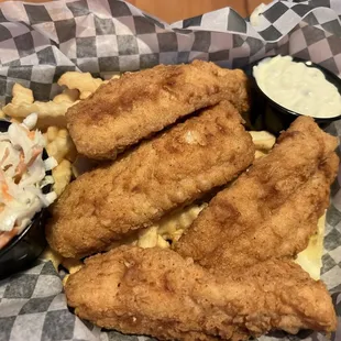 Cod Basket with Crinkle Cut French Fries (hiding under the nice 4 pieces of fish)