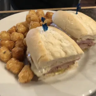 Cubano sandwich with tots
