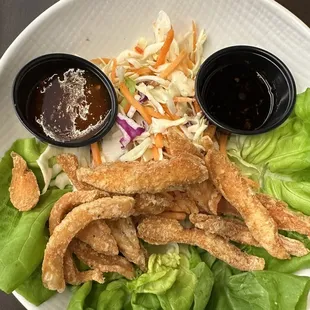 A sad looking chicken lettuce wrap that tasted like it looks. Sad.