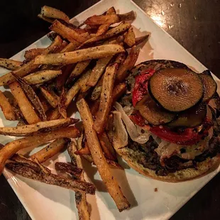 a burger and french fries