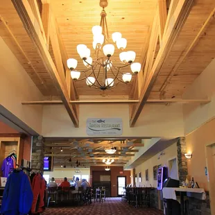 a chandelier hanging from the ceiling