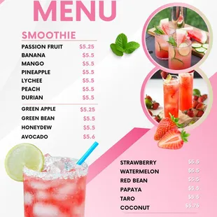 a drink menu with drinks