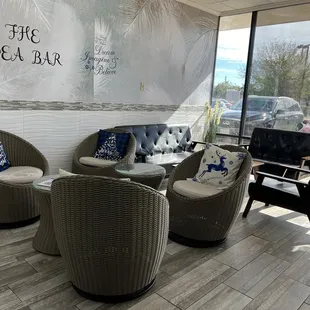 Inside, seating options