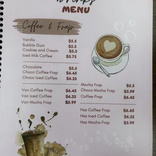 Menu coffee