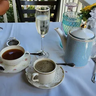 Soup --- the highlight is that tiny jar of clotted cream.