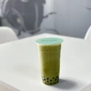 Thai green tea with boba