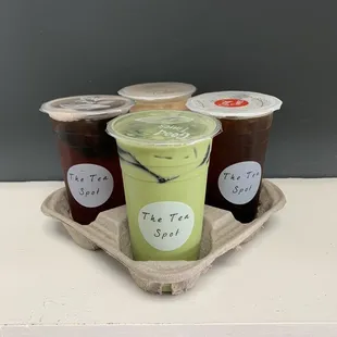 Green Thai green milk tea, winter melon green tea, winter melon green milk tea, &amp; 13. Strawberry n, Guava Black Tea