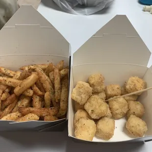 Fried tofu &amp; Garlic and herb fries