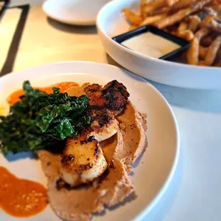 Fish &amp; Greens and truffle fries