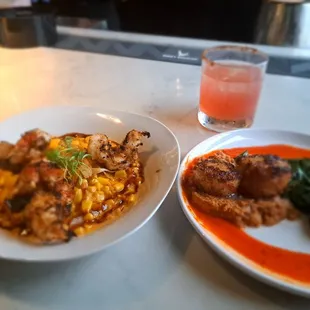 Shrimpin' Ain't Easy, Fish and Greens, and Blood Orange Paloma