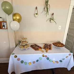 Dessert table with tea cakes provided by venue