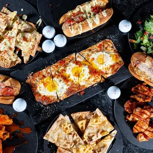 a variety of food on plates