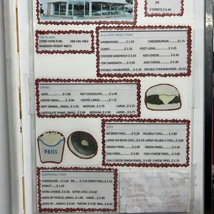 a menu on a refrigerator