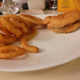 1 slider and onion rings (takeout)