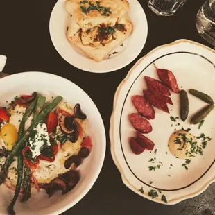 two plates of food on a table