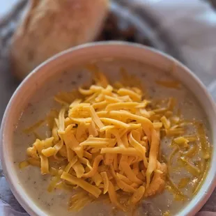 Cheddar Dill Potato Soup w/ French Bread