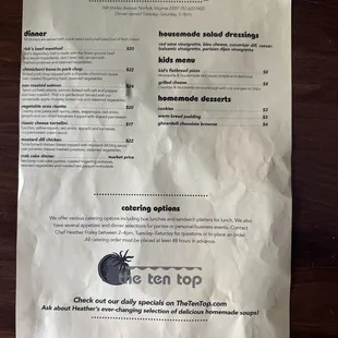 Dinner Menu Sept 2023