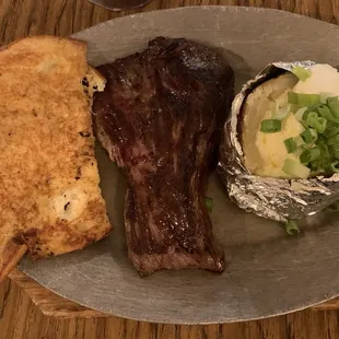 The Stockyard w/ Baked Potato and Bread (salad not shown)