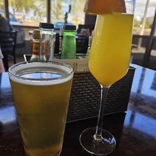 Wheat beer and mimosa