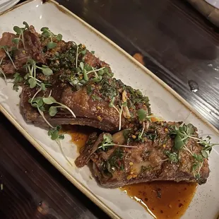Sticky ribs appetizer
