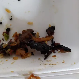 Over burn meat especially the beef