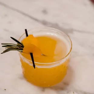 a glass of orange juice