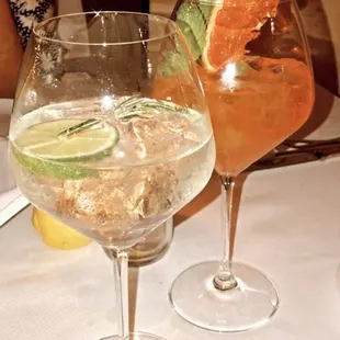 Gin and Tonic on the left, Vodka base Beverly on the right