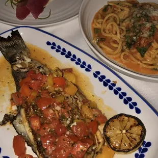 Wild Salmon, Whole Grilled Branzino, Spaghetti al pomodoro