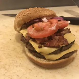 Authentic double cheeseburger