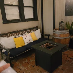  patio with a fire pit