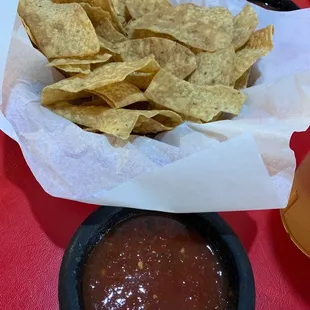The BEST chips and hot sauce I've had in a while. Never would of expected that here!
