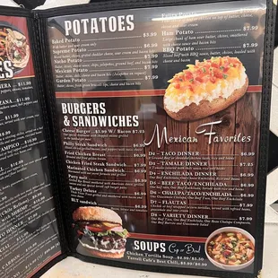 the menu for the restaurant