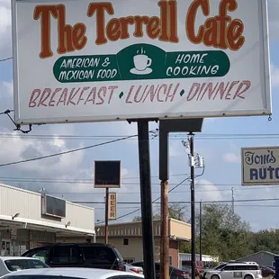 a sign for the restaurant