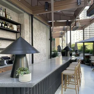 Terrace bar seating at The Third Floor at the Jay Hotel in San Francisco.