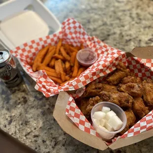 Honey garlic chicken and sweet potato fries