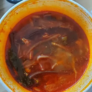 Spicy Shredded Beef Flank Soup