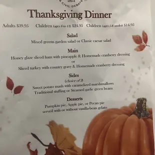 Thanksgiving Menu 11/23/23