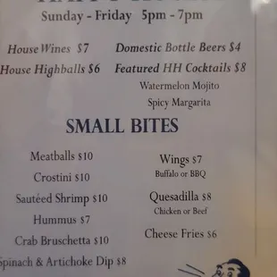 menu