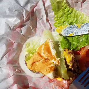 a sandwich with a knife and fork