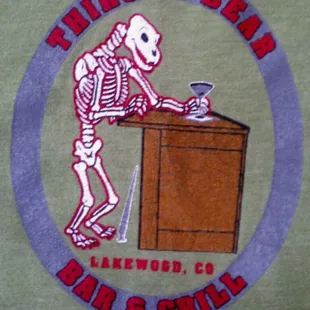 a skeleton at a bar