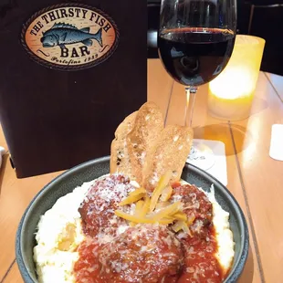 Meatballs and super Tuscan.