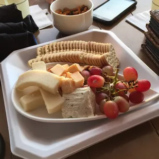 Cheese plate and spicy peanut mix