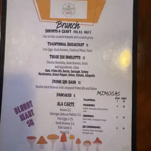 Sunday brunch menu