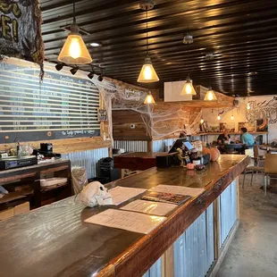 the bar and dining area