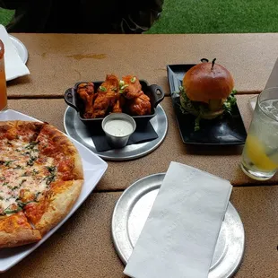 Buffalo wings, HH Margherita pizza, HH $1.99 Cheeseburger with adult beverage purchase, HH drinks double for $2 extra