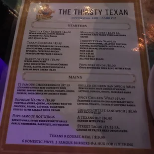 menu