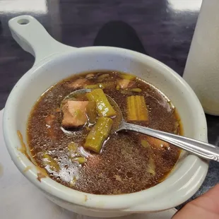 Pork &amp; asparagus soup
